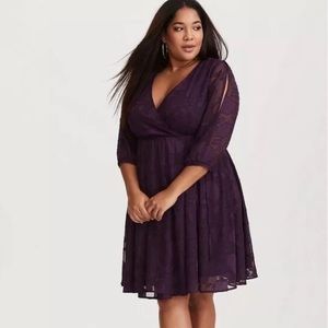 Torrid purple lace wrap dress